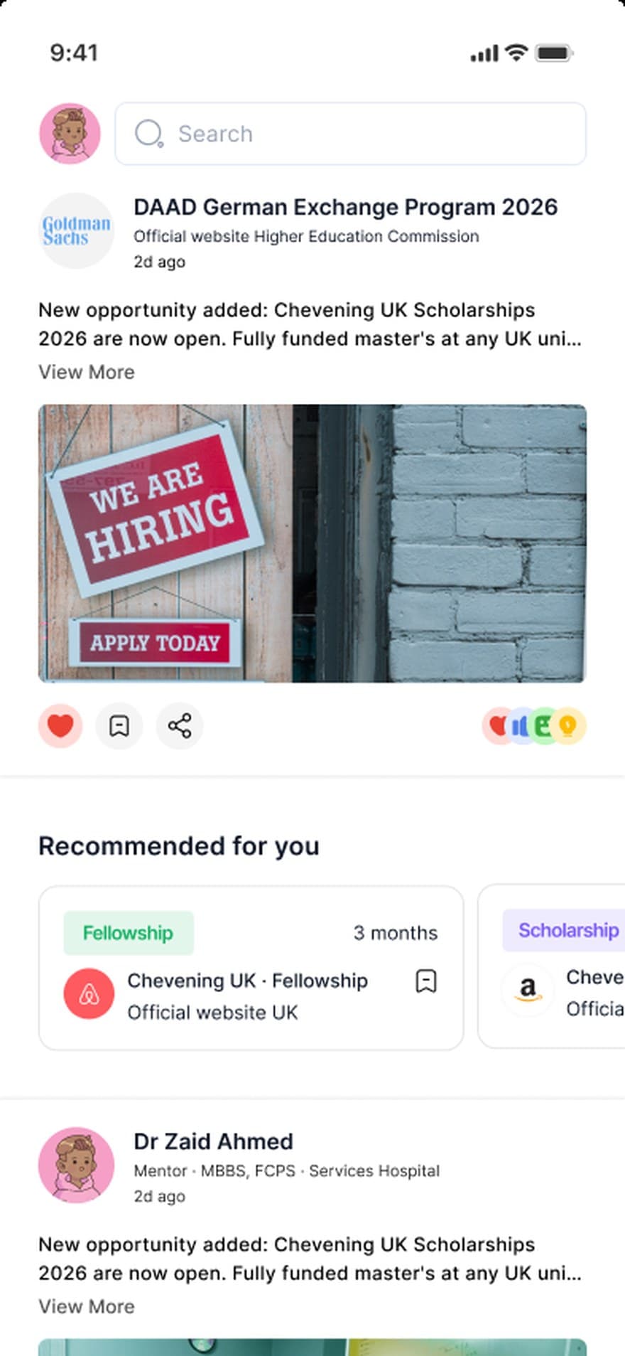 Community feed on Z Connect app